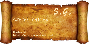 Sári Géza névjegykártya